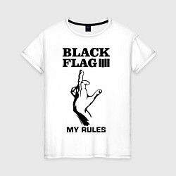 Футболка хлопковая женская Black flag, цвет: белый