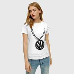 Футболка хлопковая женская VW медальон, цвет: белый — фото 2