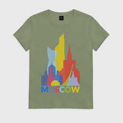 Футболка хлопковая женская Moscow Colors, цвет: авокадо