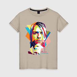 Футболка хлопковая женская Kurt Cobain: Colors, цвет: миндальный