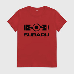 Футболка хлопковая женская Subaru, цвет: красный
