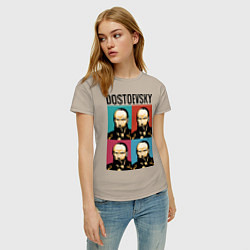 Футболка хлопковая женская Dostoevsky, цвет: миндальный — фото 2