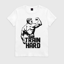 Футболка хлопковая женская Train hard, цвет: белый