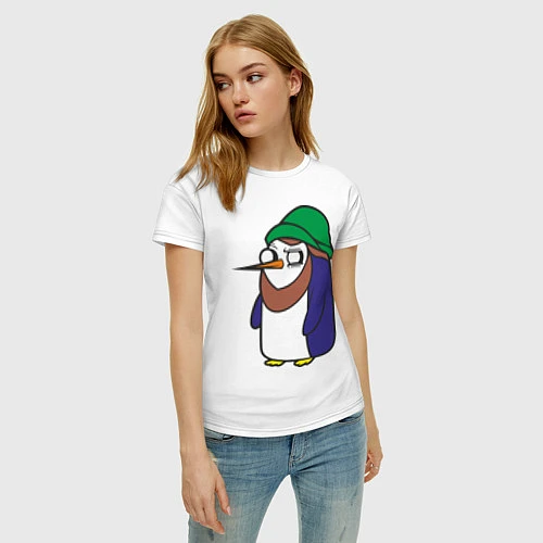 Женская футболка Пингвин в шапке / Белый – фото 3