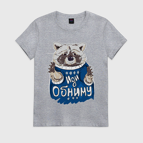 Женская футболка Енот: Иди обниму / Меланж – фото 1