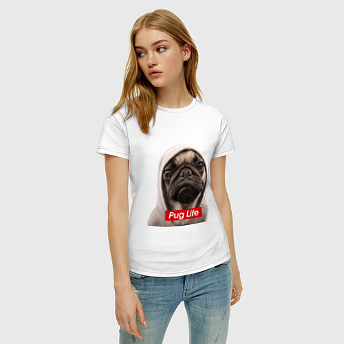 Женская футболка Pug life / Белый – фото 3