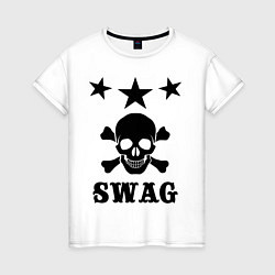 Футболка хлопковая женская SWAG Skull, цвет: белый