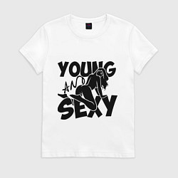 Футболка хлопковая женская Young & Sexy, цвет: белый
