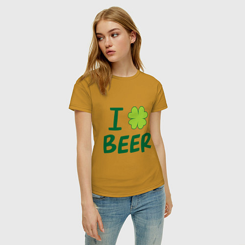 Женская футболка Love beer / Горчичный – фото 3