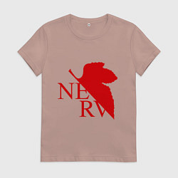 Футболка хлопковая женская Евангелион NERV, цвет: пыльно-розовый