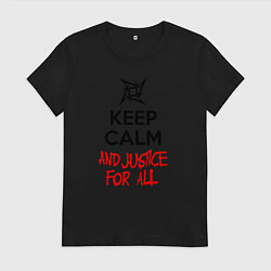 Футболка хлопковая женская Keep Calm & Justice For All, цвет: черный