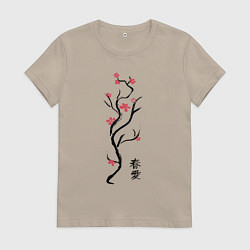 Футболка хлопковая женская Весна. Любовь, цвет: миндальный