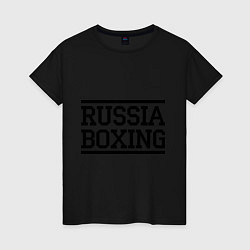 Футболка хлопковая женская Russia boxing, цвет: черный