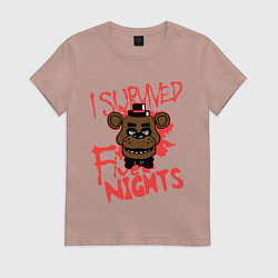 Футболка хлопковая женская I Survived Five Night, цвет: пыльно-розовый