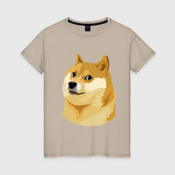 Футболка хлопковая женская Doge, цвет: миндальный