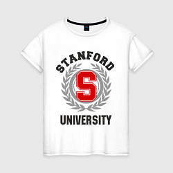 Футболка хлопковая женская Stanford University, цвет: белый