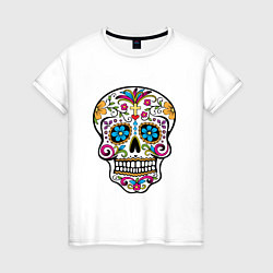 Футболка хлопковая женская Skull decorated, цвет: белый