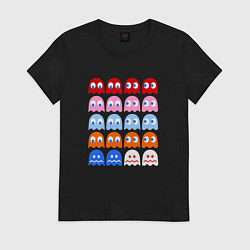 Футболка хлопковая женская Pac-Man Monsters, цвет: черный