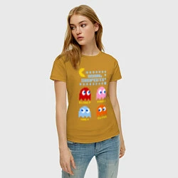 Футболка хлопковая женская Pac-Man: Usual Suspects, цвет: горчичный — фото 2