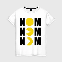 Футболка хлопковая женская Pac-Man: Nom nom, цвет: белый