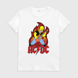 Футболка хлопковая женская AC/DC Homer, цвет: белый