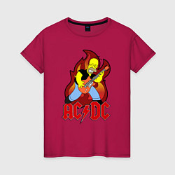 Футболка хлопковая женская AC/DC Homer, цвет: маджента