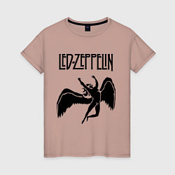 Футболка хлопковая женская Led Zeppelin Swan, цвет: пыльно-розовый