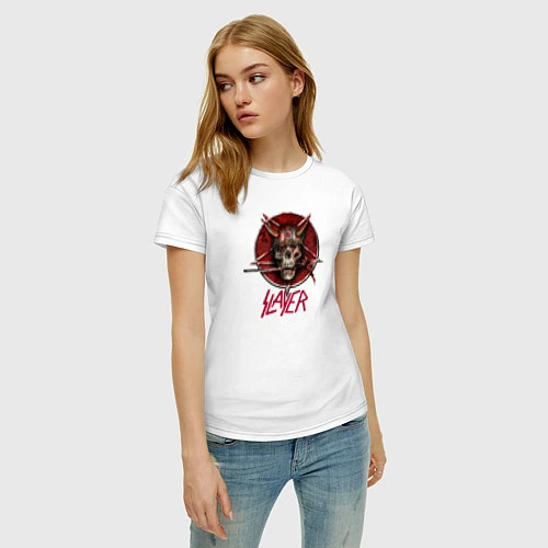 Женская футболка Slayer skull / Белый – фото 3