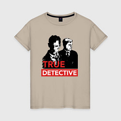 Футболка хлопковая женская True Detective, цвет: миндальный