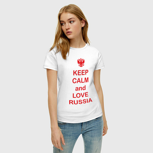 Женская футболка Keep Calm & Love Russia / Белый – фото 3