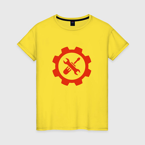 Женская футболка Эмблема механика / Желтый – фото 1