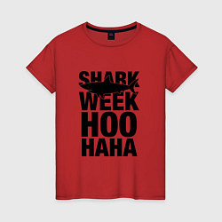 Футболка хлопковая женская Shark Week Hoohaha, цвет: красный