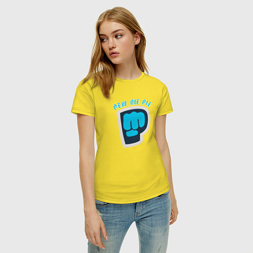 Женская футболка Pew Die Pie брофист знак / Желтый – фото 3