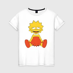 Футболка хлопковая женская Lisa Simpson happy, цвет: белый