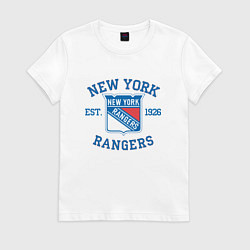 Футболка хлопковая женская New York Rengers, цвет: белый
