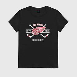 Футболка хлопковая женская Detroit Red Wings: Est.1926, цвет: черный