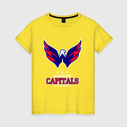 Футболка хлопковая женская Washington Capitals, цвет: желтый