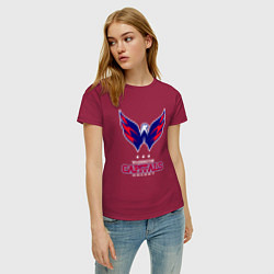 Футболка хлопковая женская Washington Capitals, цвет: маджента — фото 2