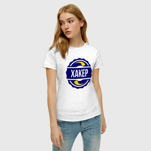 Женская футболка Эмблема - хакер / Белый – фото 3
