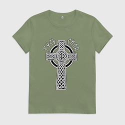 Футболка хлопковая женская Русь сила, цвет: авокадо