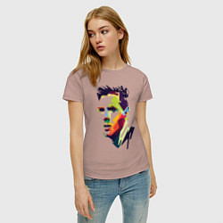 Футболка хлопковая женская Lionel Messi: fun-art, цвет: пыльно-розовый — фото 2