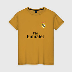 Футболка хлопковая женская Real Madrid: Fly Emirates, цвет: горчичный