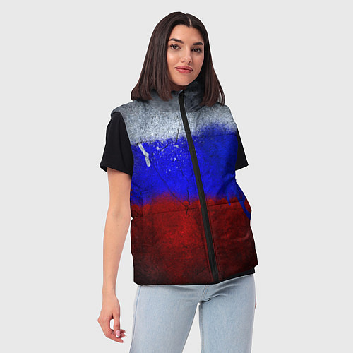 Женский жилет Русский триколор / 3D-Красный – фото 3