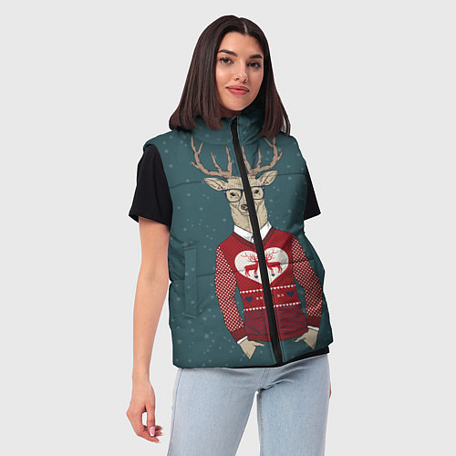 Женский жилет Олень хипстер / 3D-Красный – фото 3