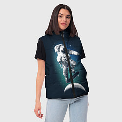 Женский жилет Космический скейтбординг, цвет: 3D-черный — фото 2