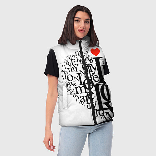 Женский жилет Love - текстовое сердце / 3D-Черный – фото 3