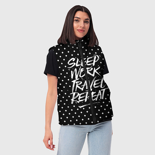 Женский жилет Sleep Work Travel Repeat / 3D-Черный – фото 3