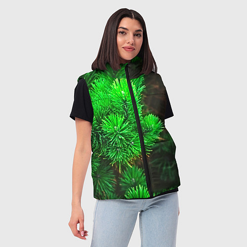 Женский жилет Зелёная ель / 3D-Черный – фото 3