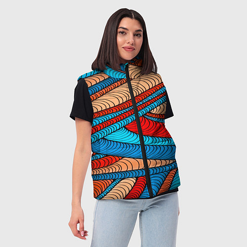 Женский жилет Яркие полосы / 3D-Светло-серый – фото 3