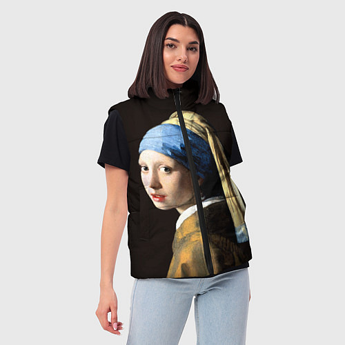 Женский жилет Девушка с жемчужной сережкой / 3D-Черный – фото 3